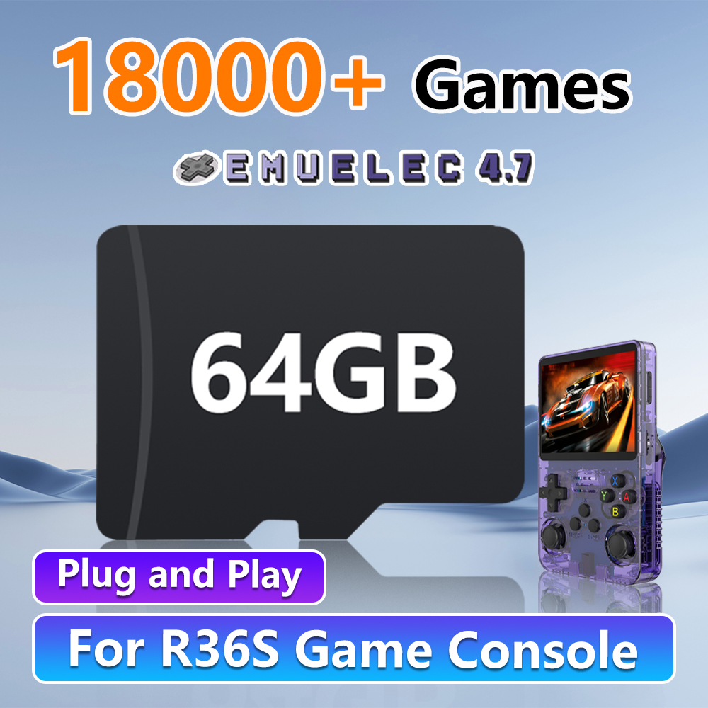 Gaming Console Emulator - 64GB Game Card for R36S Retro