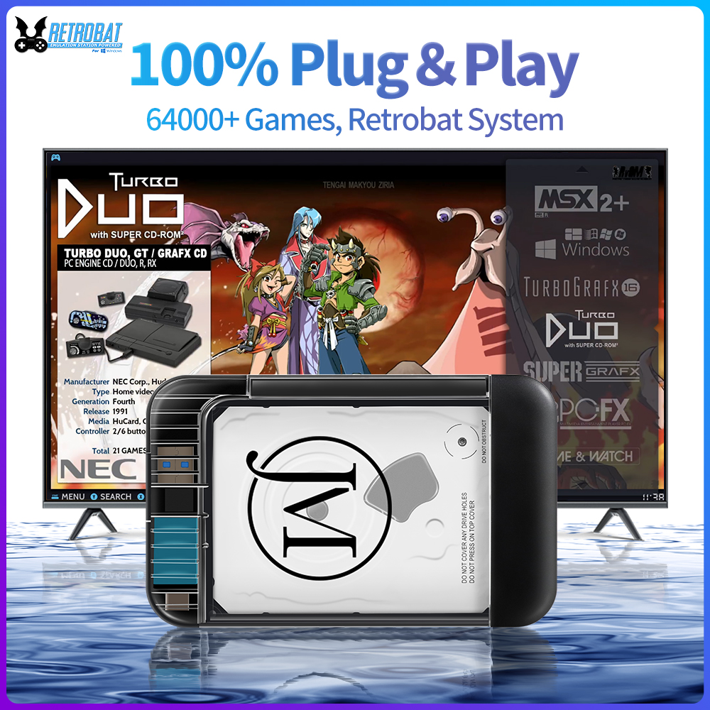 Gaming Console Emulator - RETROBAT Portable 500G Gaming HDD Consoles