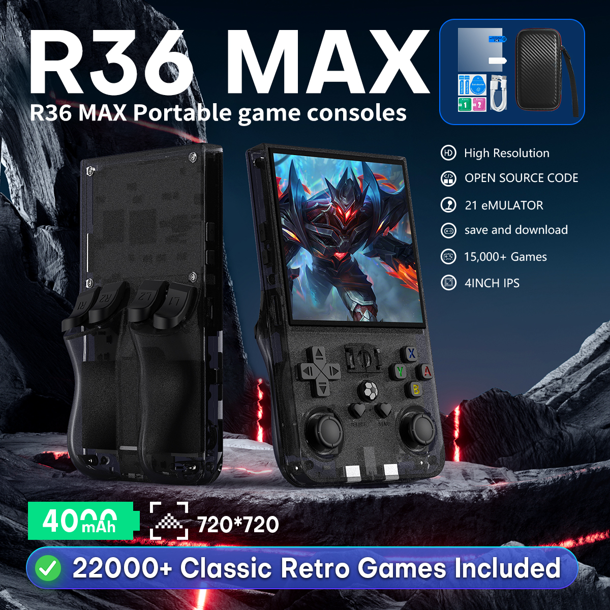 Open Source R36MAX Portable Vi - Gaming Console Emulator recension och pris