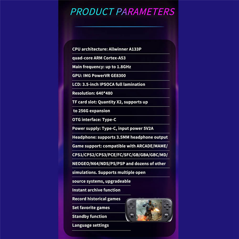 A73E-H36S 3.5 Inch Pocket Hand - Gaming Console Emulator recension och pris