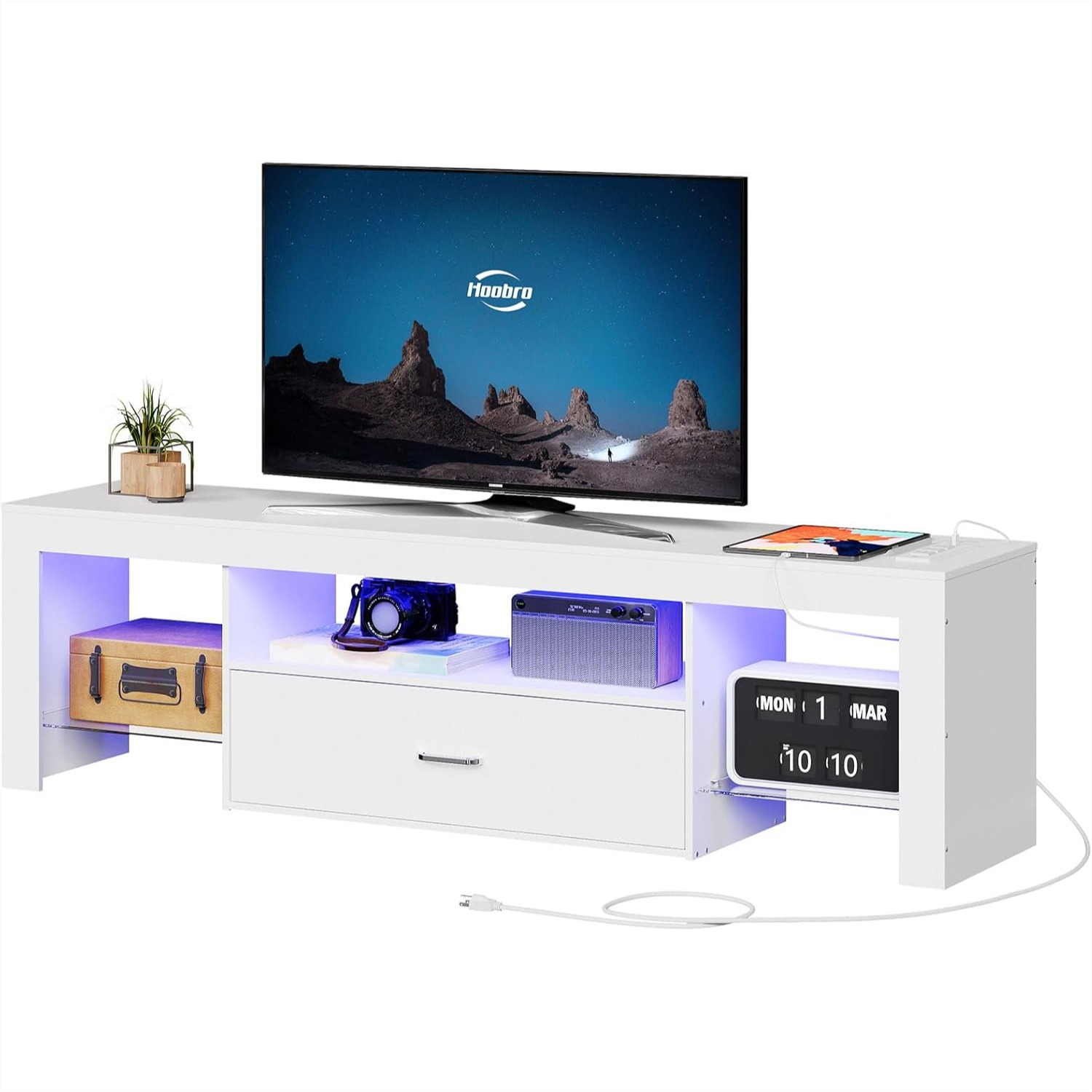 LED TV Stand with Power Outlet - Gaming Console Image recension och pris