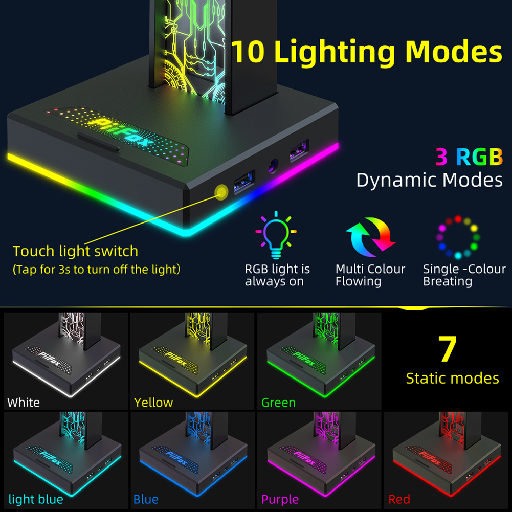 RGB Gaming Headphone Stand Dua - Pad Gaming Console recension och pris